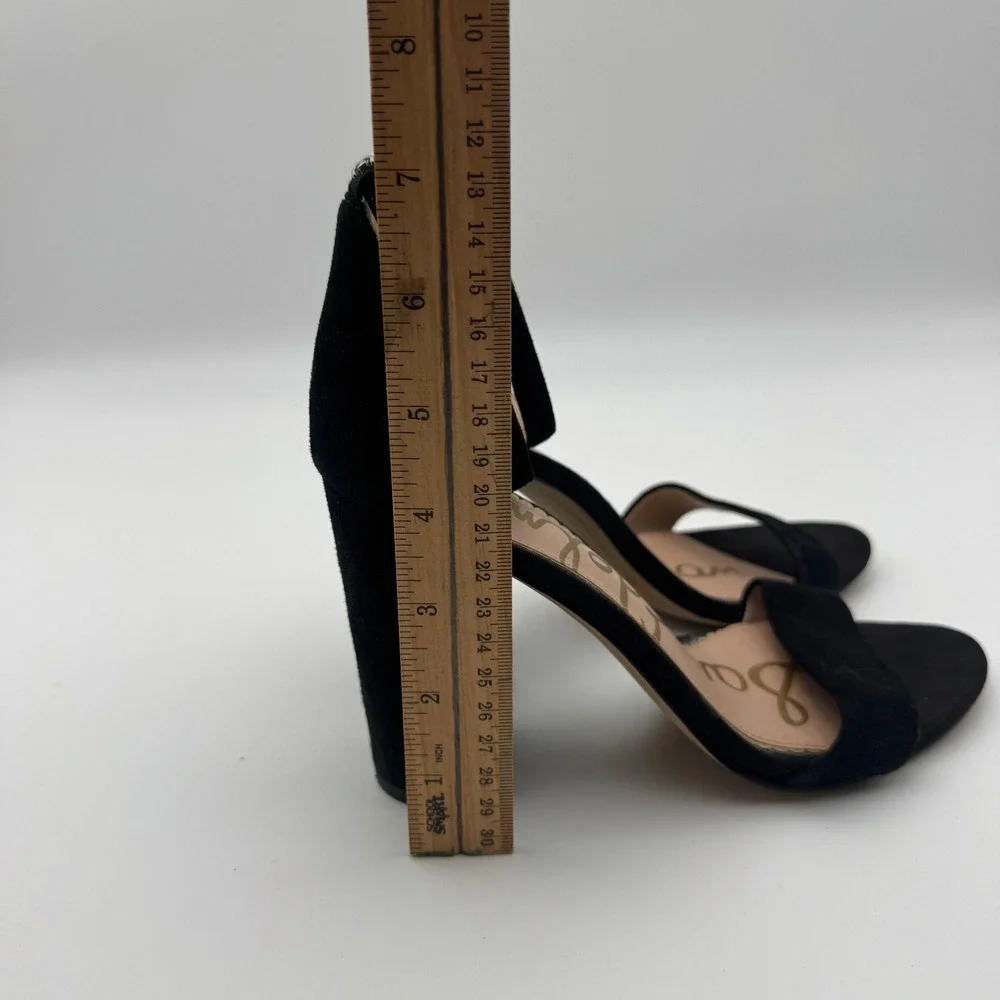 Sam Edelman Yaro Black Suede Block Heel Sandals Womens Size 8M Open Toe Strappy